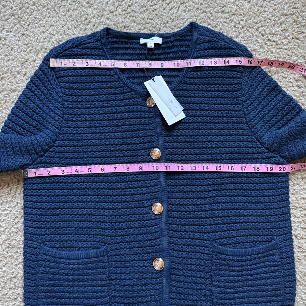 A LOVES A Navy Blue Button-Up Sweater Sz XL Pockets Buttons Front NWT - Picture 10 of 13